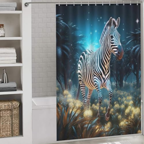 Rideau de bain polyester zèbre imperméable lavable 152x183cm