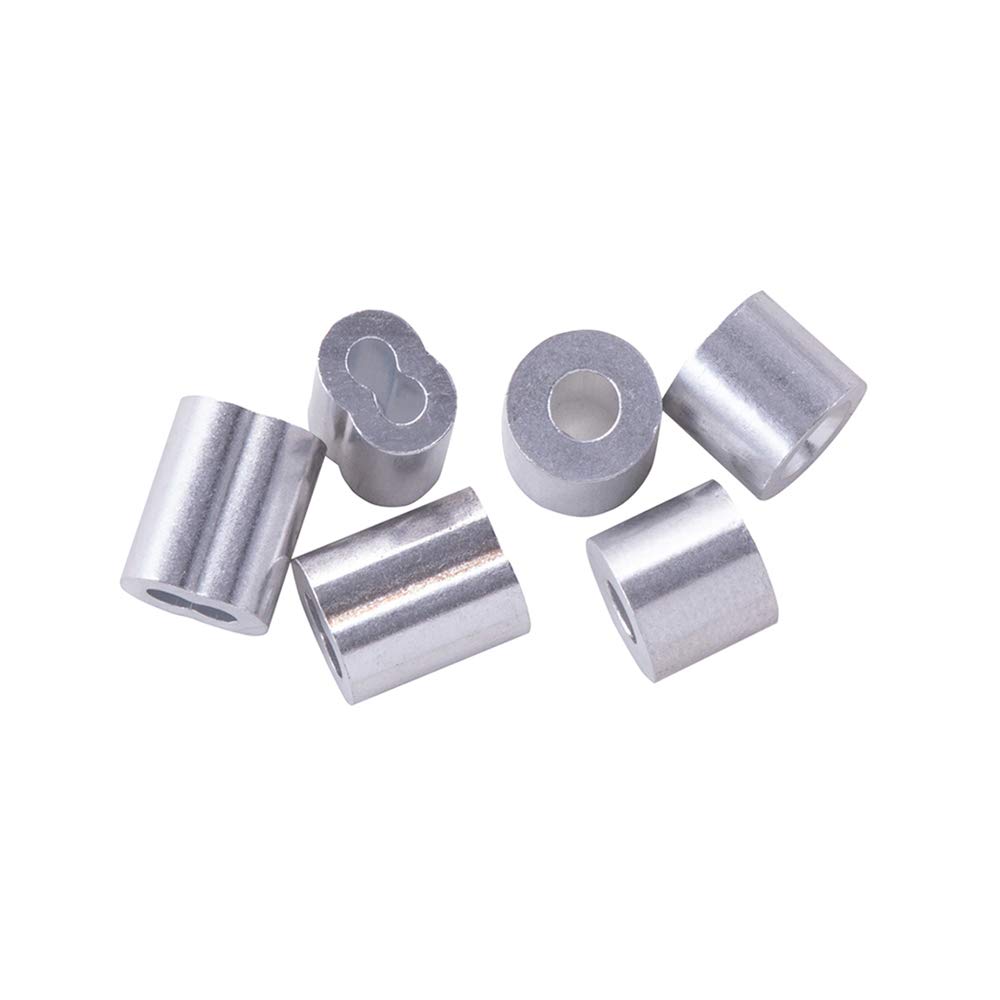 Home Master Hardware 1/8" Aluminio doble barril Ferrule Crimping Loop manga y Crimping Stop manga 200 piezas