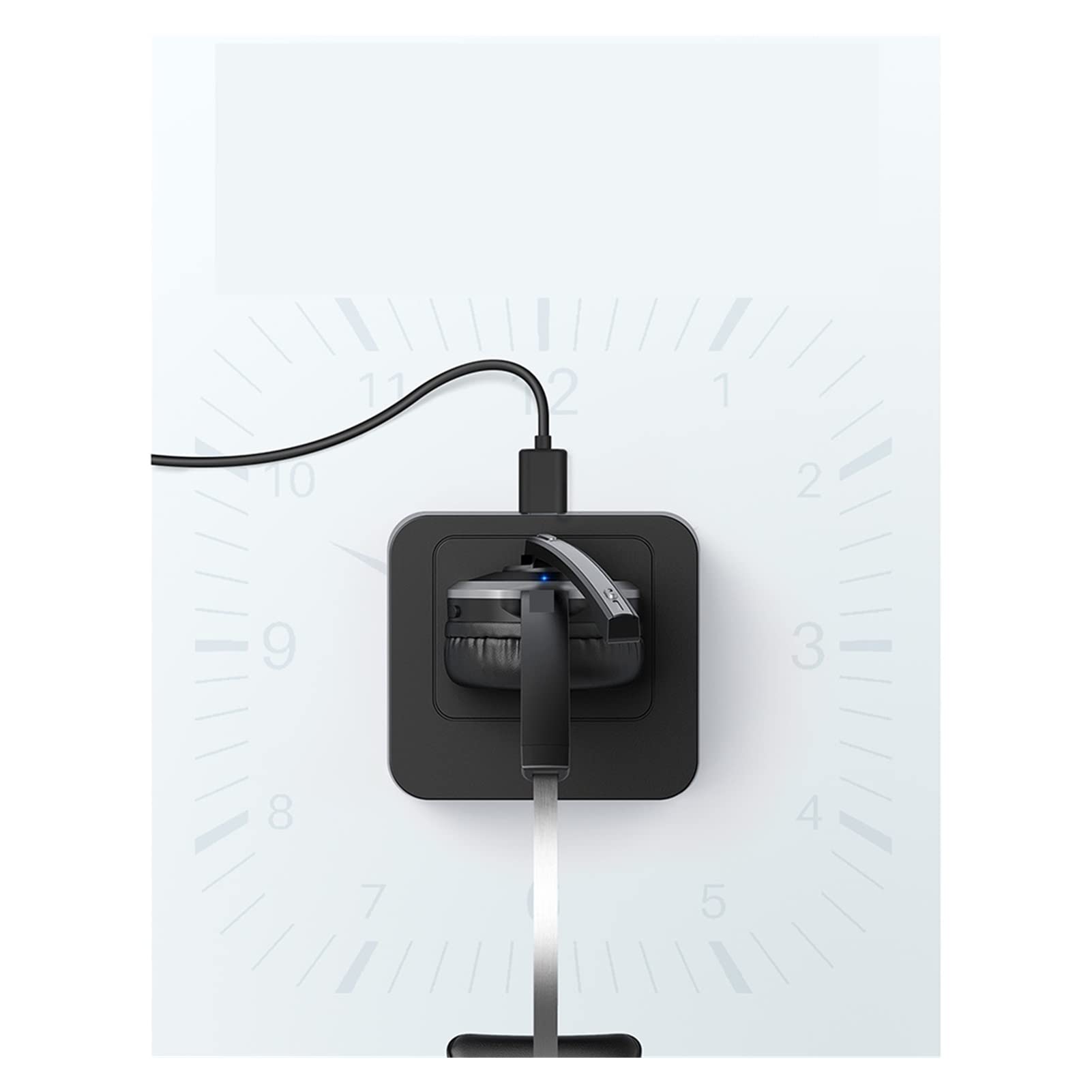 Telefono Het Cuffie Bluetooth 5.0 con microfono Base di ricarica Wireless Het for PC Laptop Call Center Office 18H Talking Time Office Phone Het (Color : Black with Silver Size : U) little surprise