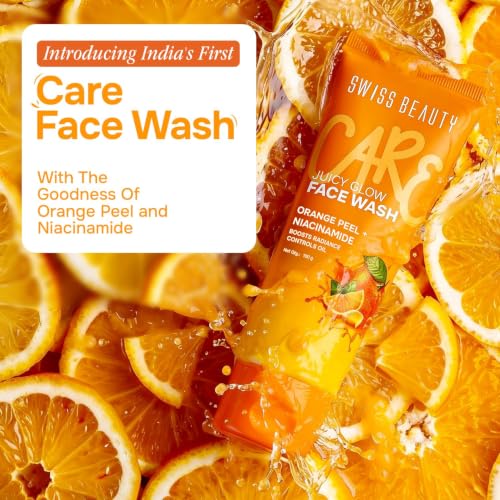 Image of Swiss Beauty Care Juicy Glow Face Wash | Orange Peel + Niacinamide | Removes Dirt & Grime | Boosts Radiance | Fades Dark Spots | Hydrates Skin-100g