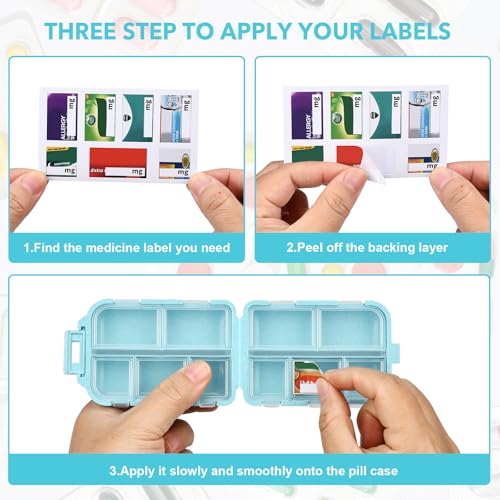 Image of Blue 189-Label Pill Organizer - Travel Medicine Case with Compact Pill Box & Labels (1 Pack)