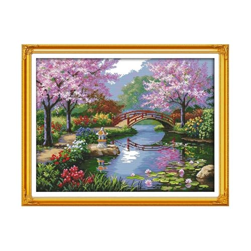 Listado de Punto de cruz más recomendados. 50 Yaozher Kit de bordado de punto de cruz con, hecho a mano, 14 ct, hermoso paisaje de parque, patrón de punto de cruz, 5