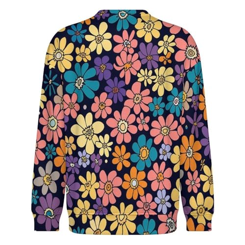 MoBlinko Mens Sweater Pink Purple Flowers Sweaters for Men Crew Neck Sweater for Men Lightweight Pullover3