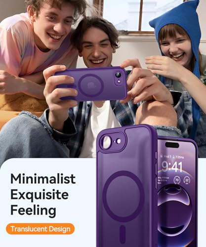 Image of CANSHN Magnetic for iPhone 17e / 16e Case, Upgraded [Full Camera Protection] [Compatible with Magsafe] [Translucent Matte] Shockproof Protective Phone Case for iPhone 17e / 16e - Deep Purple