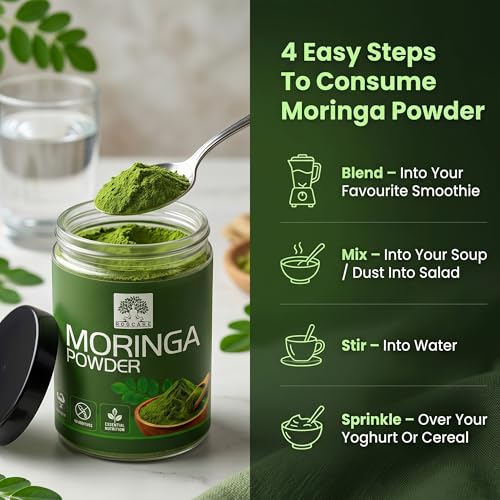 Image of Moringa Powder 200 gm Pure & Organic Drumstick Leaf Superfood | Rich in Vitamins & Minerals | Supports Immunity, Digestion & Energy | No Added Colors or Preservatives | Farm-Grown (200 gm)