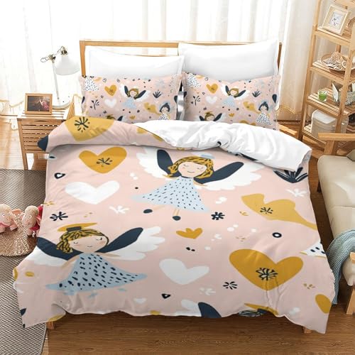 Linge de lit microfibre avec motif anges pour nuits douces ado