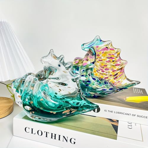 Estatua de caracola de vidrio decorativa para hogar miniatura 4