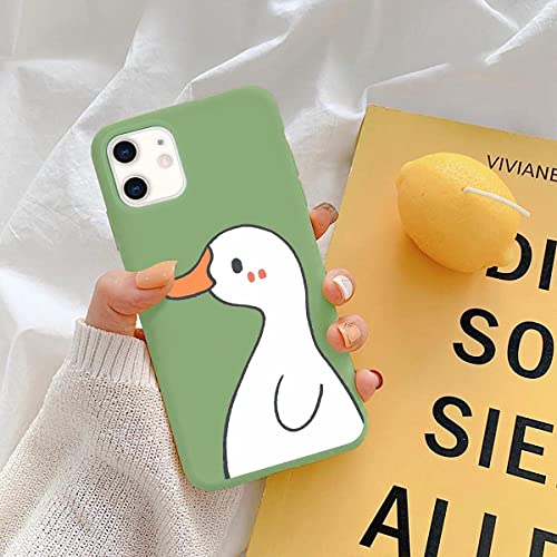 Cute Cartoon Duck Designed For Iphone 13 Mini Cases, Kawaii Animal Green Liquid Silicone Soft Gel Rubber Phone Cover For Women Girls #TOP5
