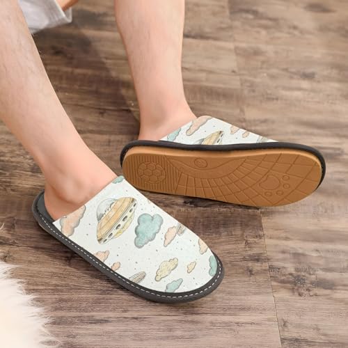 visesunny Women Men's Fuzzy Slippers Plush Warm Winter Vintage Cloud Ufo Cozy House Slippers Comfy Indoor Shoes4