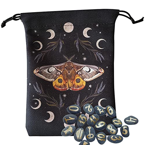 Sac De Rangement Pour Cartes De Tarot, 13 X 18 Cm Sac De Rangement En Velours Pour Tarot Sac À Cordon Imprimé Pour Bijoux, Cartes | Sac Cadeau Pochette À Bijoux Pour Devinettes/amateurs D'astrologie Cover