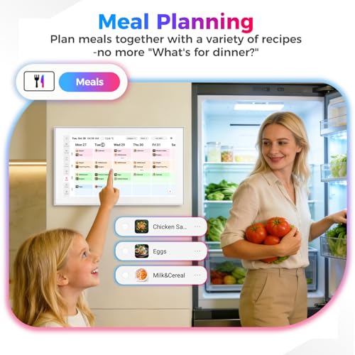 Image of Akimart 15.6 inch Smart Digital Calendar & Chore Chart, Smart Touchscreen Interactive Display for Family Schedules, Digital Photo Frame Functon, Wall & Desk Mountable
