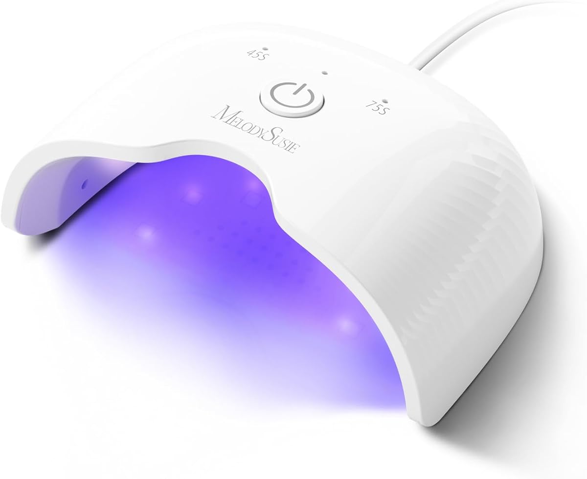 MelodySusie UV Nail Lamp, ART06F UV Light for Gel Nails, Nail Dryer with 2 Timer, Fast Curing Gel Nail Polish Nail Art Tools for Desk and Handheld use, Starter-Friendly Mini Manicure Accessories-White