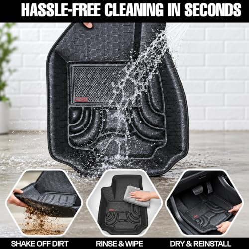 Image of OTO2EYE Car Floor Mat 4.5D Compatible for Maruti Suzuki Wagon R (2019 Onwards) All Model, 100% Waterproof Tray Shape, Set of 3 Pieces, Top Notch PVC 4.5D Foot Mats, Washable, 1 Year Warranty