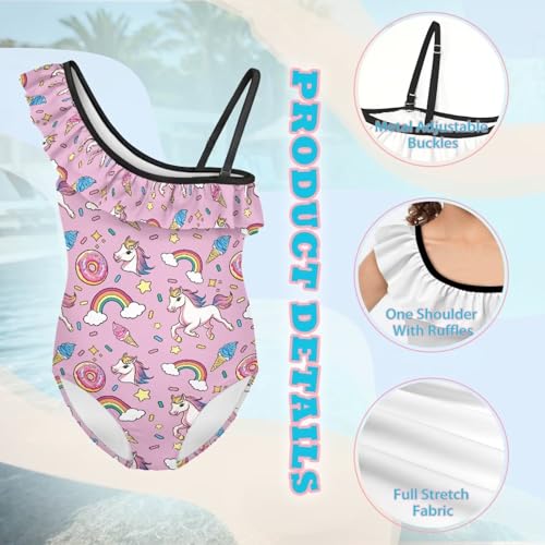 One Piece Swimsuit for Girls Trendy Summer Ruffle Swimwear Casual Cozy One Shoulder Bathing Suit for Hawaiian4