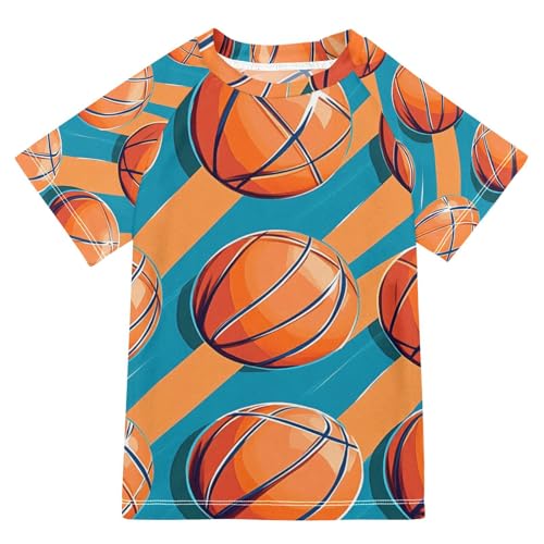 Boys Swing Shirts Basketball Sport Ball Rashguard Short Sleeve Kids T-Shirts Sun UPF 50+