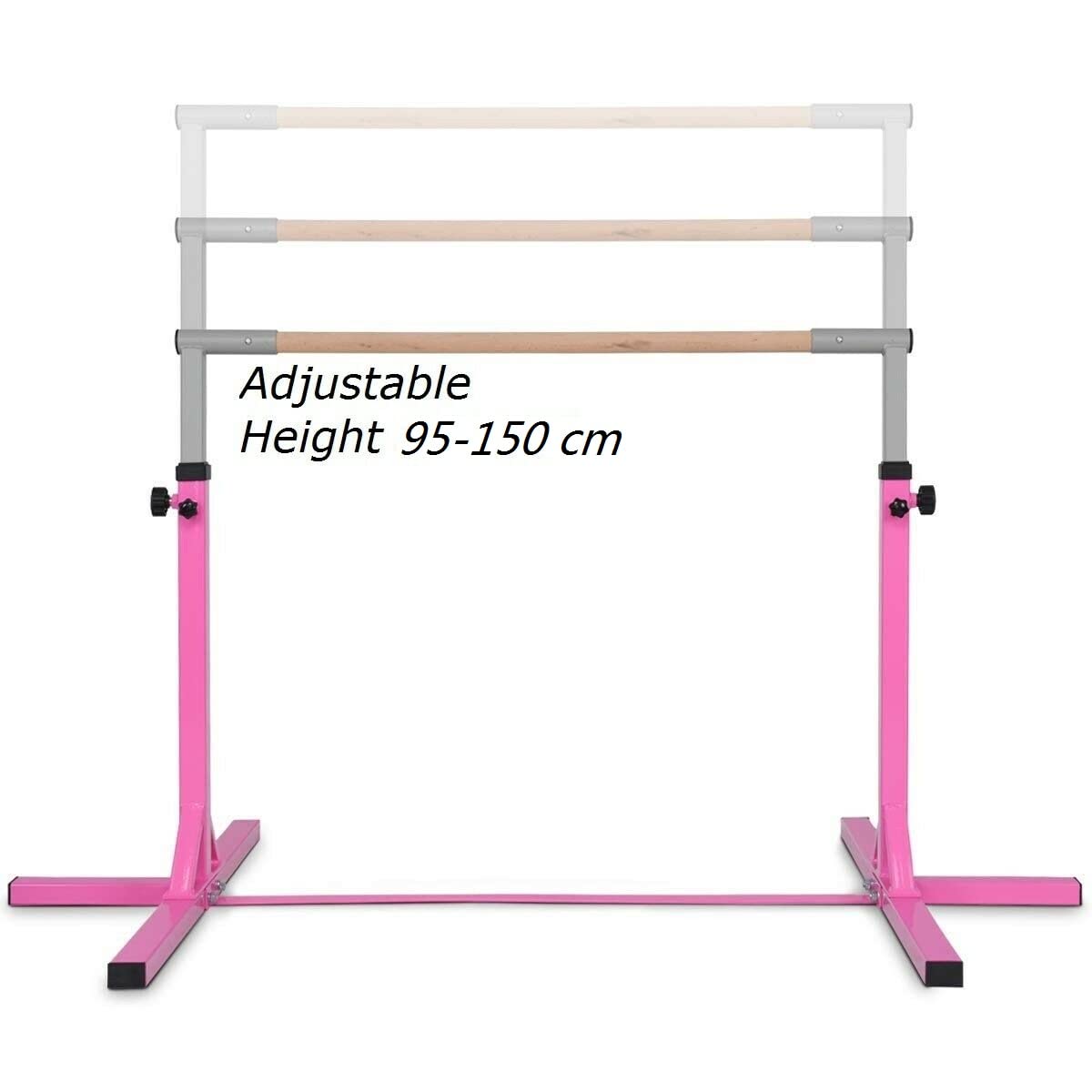 Barra de gimnasia para niños, ajustable, horizontal, equipo de entrenamiento para gimnasio en casa (rosa)