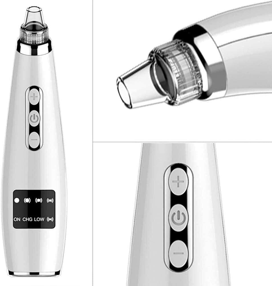 Blackhead Remover Pore Aspirapolvere Elettrico ricaricabile Blackhead Bianco Bianco Acne Comedone Estrattore PIMPOR PORAZIA POZZOLA POZZE PULICE BLUSSO Blackhead Kit 5 Sonde di aspirazione PORTA