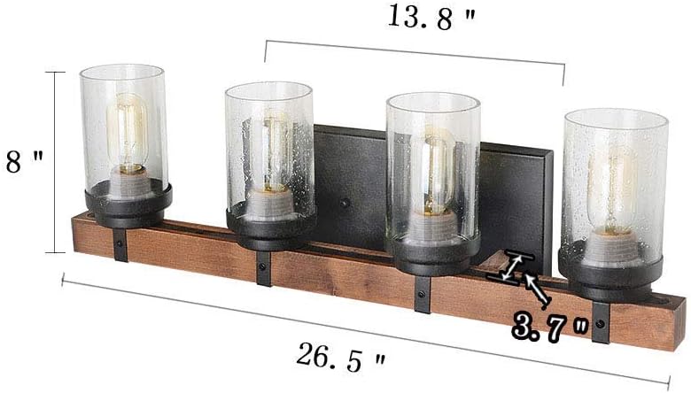 Onе-Dау Sаlе: Uр tо 50% оƒƒ Anmytek Wood Metal Wall Mount Sconce Lighting 4-Lights Vintage Bathroom Vanity Light Over Mirror for Bedroom,Kitchen,Living Room,Hallway with Bubble Glass Shade (W0034)