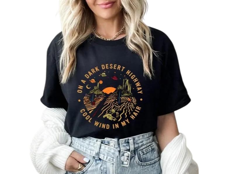 Comfort Colors On a Dark Desert Highway Shirt – Retro Boho Adventure Graphic Tee – Hiking Camping Travel T-Shirt