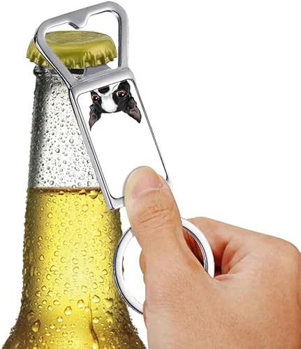Miniatura 3 de WIRESTER Llavero de metal para abrebotellas, abrebotellas de cerveza, llavero para cocina, bar, restaurante, fácil de transportar, perro Boston