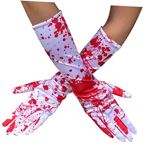 COLLBATH Bloody Gloves for Men 1 Pair Gloves Costume Bloody Horror Gloves Halloween Decor Masquerade Gloves Cosplay Accessories Red