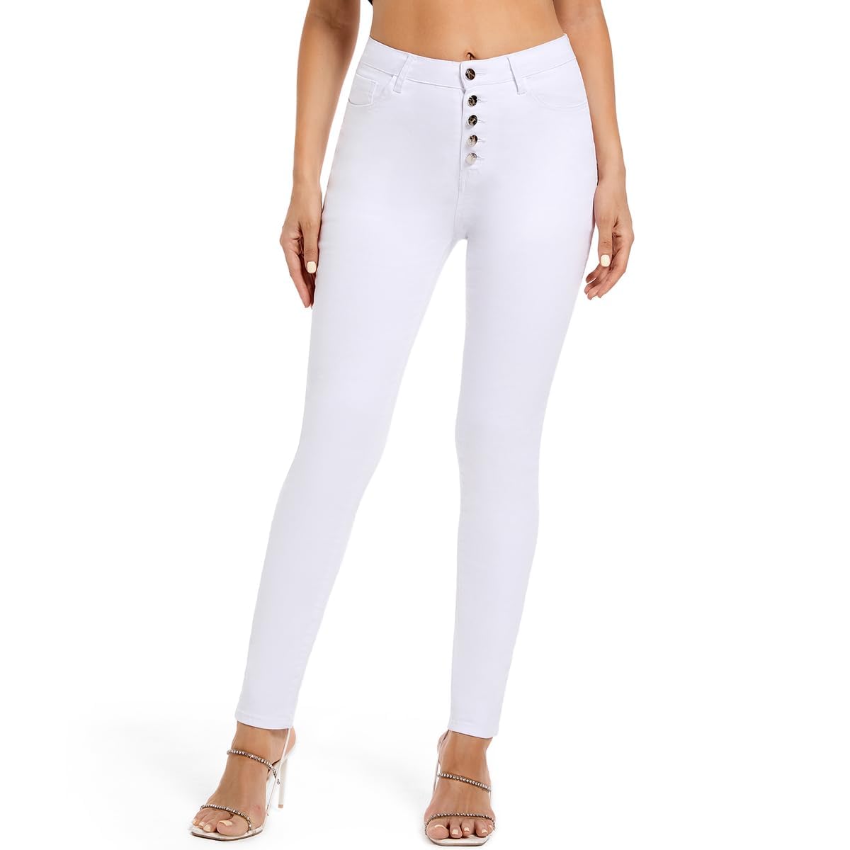 Women High Waist 5 Button Push Up Butt Lift Skinny Jeans