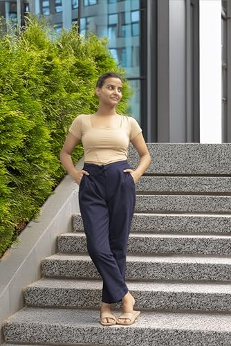 Image of Women's Cotton Regular Fit Trousers - Comfortable and Stylish Casual Office Wear Kurti Pants for Daily Use, Soft and Breathable Fabric