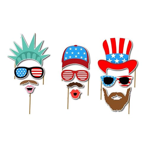 28Pcs 4Th Of July Photo Booth Props, Usa Independence Day Patriotic Party Decorations Selfie Photobooth Props For Photoshoot, Patriotic Cutouts For American Pride, Memorial Day, Veterans Day #TOP5