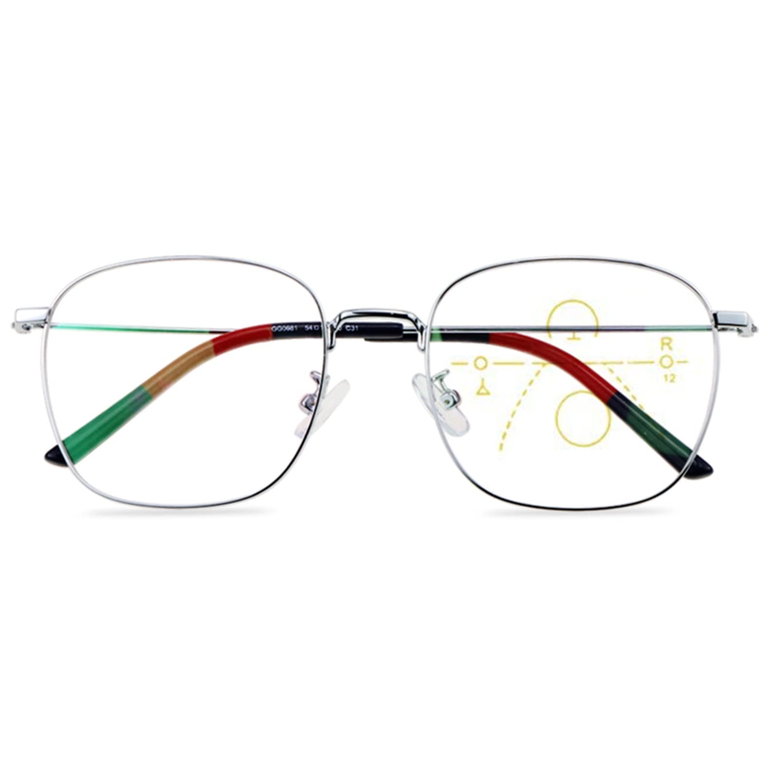 Progresywne Wieloogniskowe Okulary Do Czytania Z Filtrem Przeciw Niebieskiemu Światłu, Okulary Do Czytania Z Metalową Oprawką Dla Mężczyzn I Kobiet/Silver/2.0 *