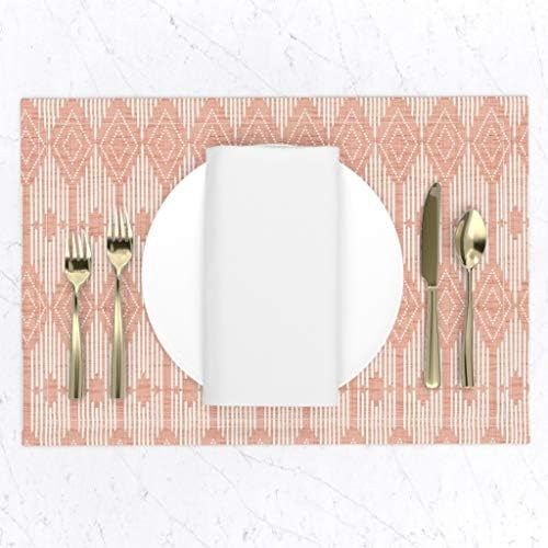 Amazon Com Roostery Cloth Placemats Boho Modern Bohemian Light Pink Vintage Inspired Art Deco Nouveau Diamond Print Linen Cotton Canvas Placemats Set Of 2 Home Kitchen