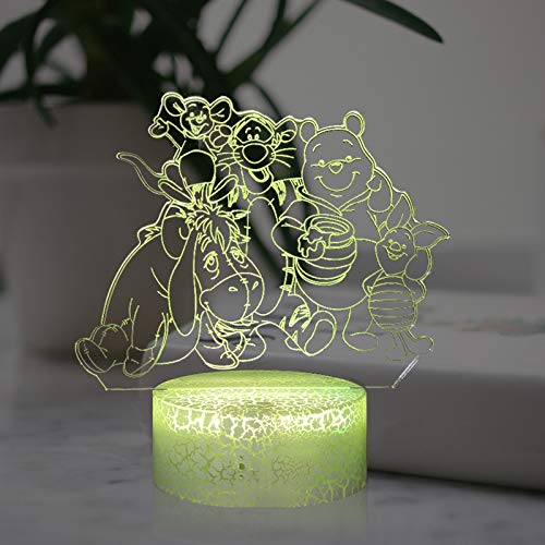 Winnie Cartoon Tigger Night Light Big Family 3D LED 7 Color Change Baby Sleep Moon Night Lamp for Girl Room Kids Sensor Light Holiday Party Xmas Friend Souvenir for Teenage Birthday(Big Winnie)