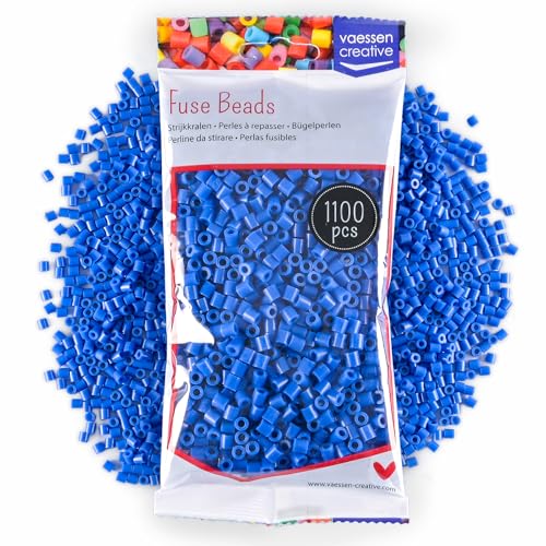 Vaessen Creative Perles à Repasser - Bleu - 1100 perles - pour Bijoux, Decorations DIY et Loisirs Créaifs