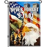 Shuitouk 911 Garden Flag We Will Never Forget 9/11 Garden Flag Patriotic Memorial Day American Garden Flags for Outside 12x18 Double Sided Outdoor Remember 911 House Yard Sign Decorations