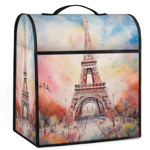Coffee Maker Cover Watercolor Eiffel Tower Kitchen Appliance Covers Small Appliance Covers Blender Cover Juicer Cover Dust Covers for Kitchen Appliances with Top Handle and Pockets,Washable,C464