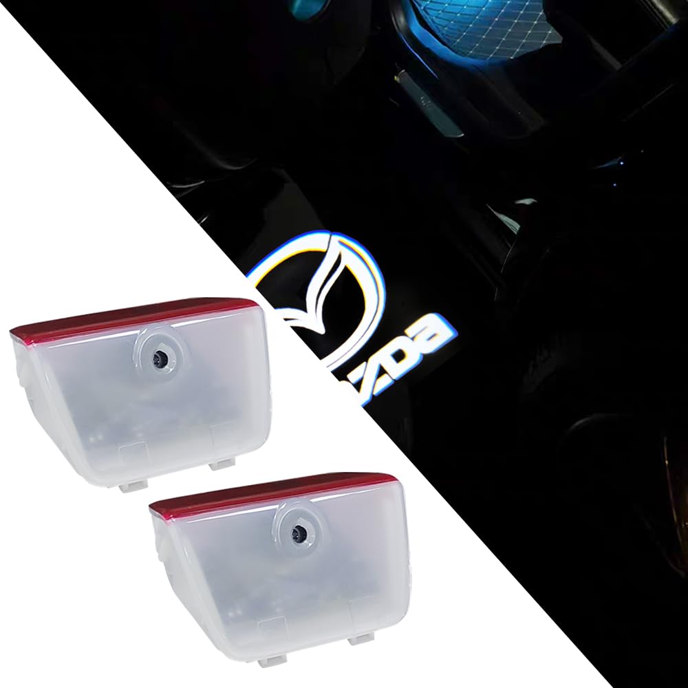 2Pcs Compatible for Mazzda 6 2018-2021 Non-Fading Car Door Logo Projector Lights LED Door Courtesy Welcome Ghost Shadow Light Puddle Lamp (mzda, fit for mazzda 6 2018-2021)