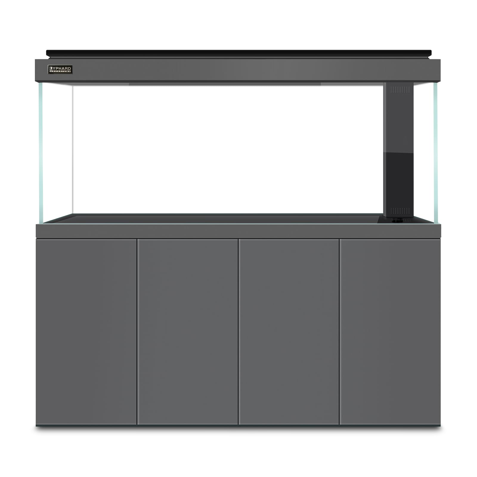 All in One Aquarium, 183 Gallon Ultra Clear Fish Tank and Sump Filtration System, Complete Saltwater Aquarium Set with Triple Door Cabinet Stand, Gray