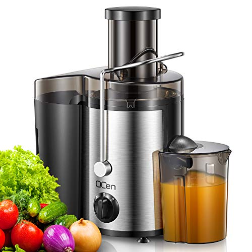 Juicer Machine, Centrifugal Juicer Extractor with Wide Mouth 3 Feed Chute for Fruit Vegetable, Easy to Clean, Stainless Steel, BPA-free, by QCen