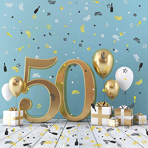 50Th Birthday Confetti 50 Number Confetti 50Th Party Confetti Metallic Foil 50 Table Scatter Confetti Decoration For 50 Birthday Party Diy Arts Crafting Supplies, Gold Black And Silver (3000 Pieces) #TOP1