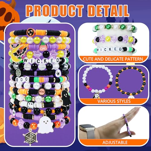 30 Pcs Festive Bracelets Set Colorful Friendship Adjustable Clay Festive Beaded Bulk Women's Clay Surfer Heishi Bracelet for Women Gift Party Supplies3