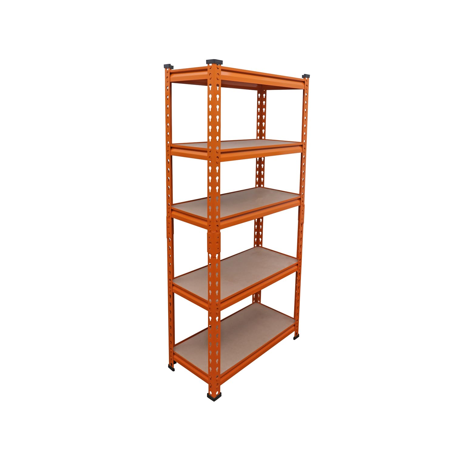 BonKaso Adjustable Set of 5-Shelf Metal Storage Shelving Unit, Steel Bootless Rivet Utility Display Rack Garage Shelves, 54 Inches Height(54 X 24 X 12 Inc) Orange