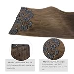 Clip in Hair Extensions Real Human Hair, Invisible Chocolate Brown Hair Extensions Clip ins for Short or Thin Hiar, Natural Remy Clip on Straight Hair Extensions 16inch 115g 7pcs - Image 3