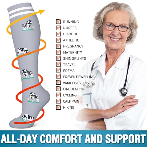 Image of Bluemaple 6 Pack Copper Compression Socks for Women and Men Circulation-Best Support for Medical, Running,Nursing,Athletic