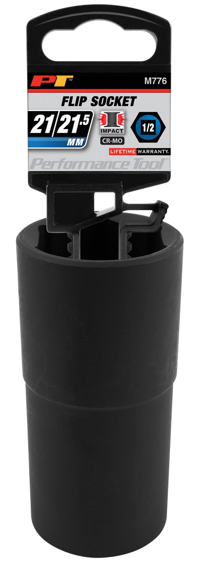 Performance Tool M776 - Llave de vaso de impacto abatible de 1/2 pulgada (21/21,5 mm), herramienta resistente para mecánica eficiente, reparación automotriz y bricolaje