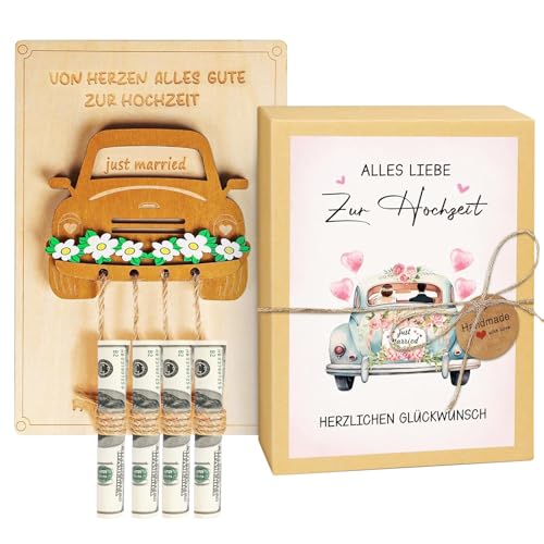 Hochzeitsgeschenke für Brautpaare - Hochzeitsgeschenke aus Holz, Geldgeschenk Hochzeit für Frischvermählte, Geldgeschenke zur Hochzeit für...