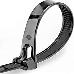 Pack de 100 attaches zip réutilisables noires de 12 pouces, attaches zip robustes épaisses, résistantes aux UV, attaches de fil en plastique auto-bloquantes grandes.