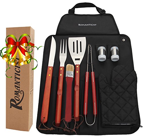 ROMANTICIST 9Pcs Stainless Steel BBQ Grill Tool Set