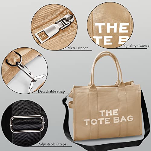 Canvas Tote Bags for Women, Handbag Tote Purse with Zipper,Crossbody Tote Bags for Work and Travel2