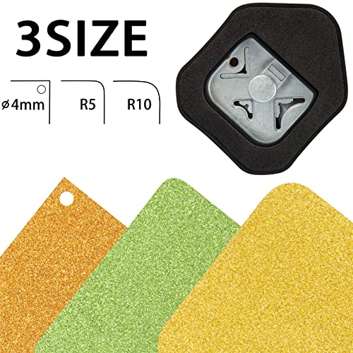 Image of QIQQIKIN Corner Hole Punch 4mm Circle Cutter Punch +R5mm+R10mm 3-Way Corner Rounder Paper Punch,Cardstock,Laminator,Photocards,Scrapbooking,Die Cuts for Card Making,Junk Journal Supplies Clearance
