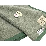 三井毛織 洗える メリノ ウール毛布 ウールマーク付き シングル 140x200cm 日本製 グリーン色 E1227