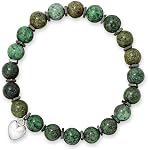 Femmes Rose Brown Vert Cœur Amour Bracelet rayé Perlé Enveloppe de charme Lava Pierre Spirituelle Naturelle Relief Énergie Soutien Anniversaire